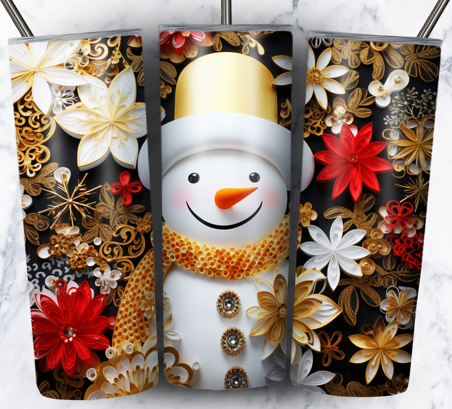 70 3D Christmas Snoman Sublimation 20oz Images Bundle