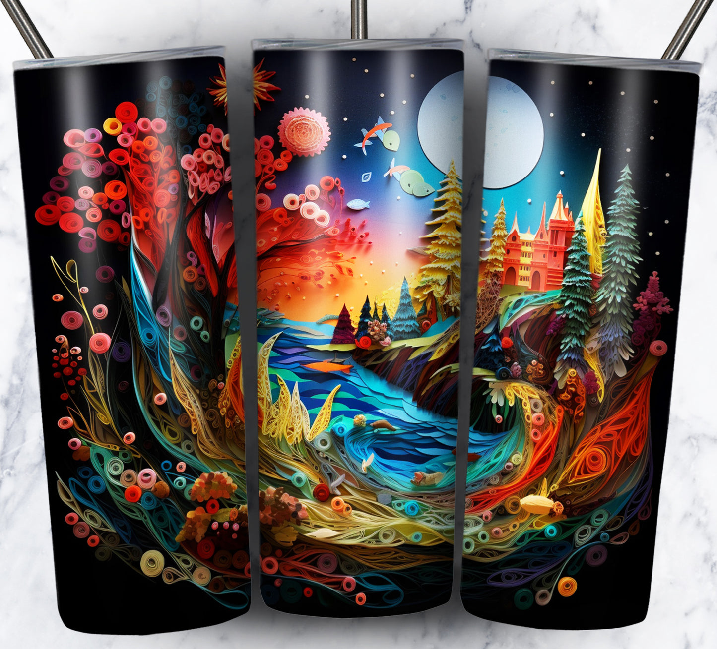 Paper Art Scenery Sublimation 20oz Tumbler Images Bundle