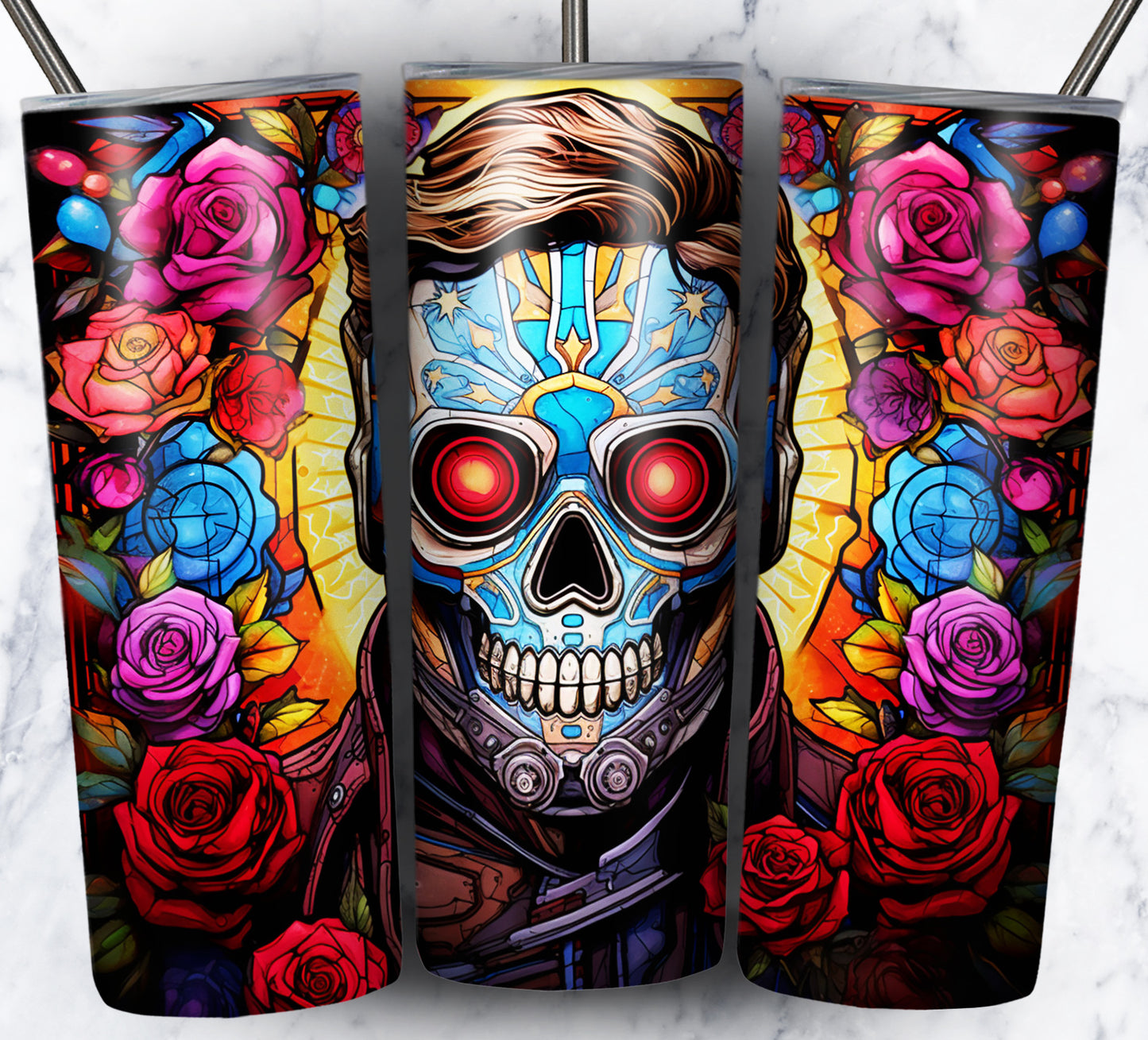 Superhero SugarSkull Sublimation 20oz Tumbler Images Bundle