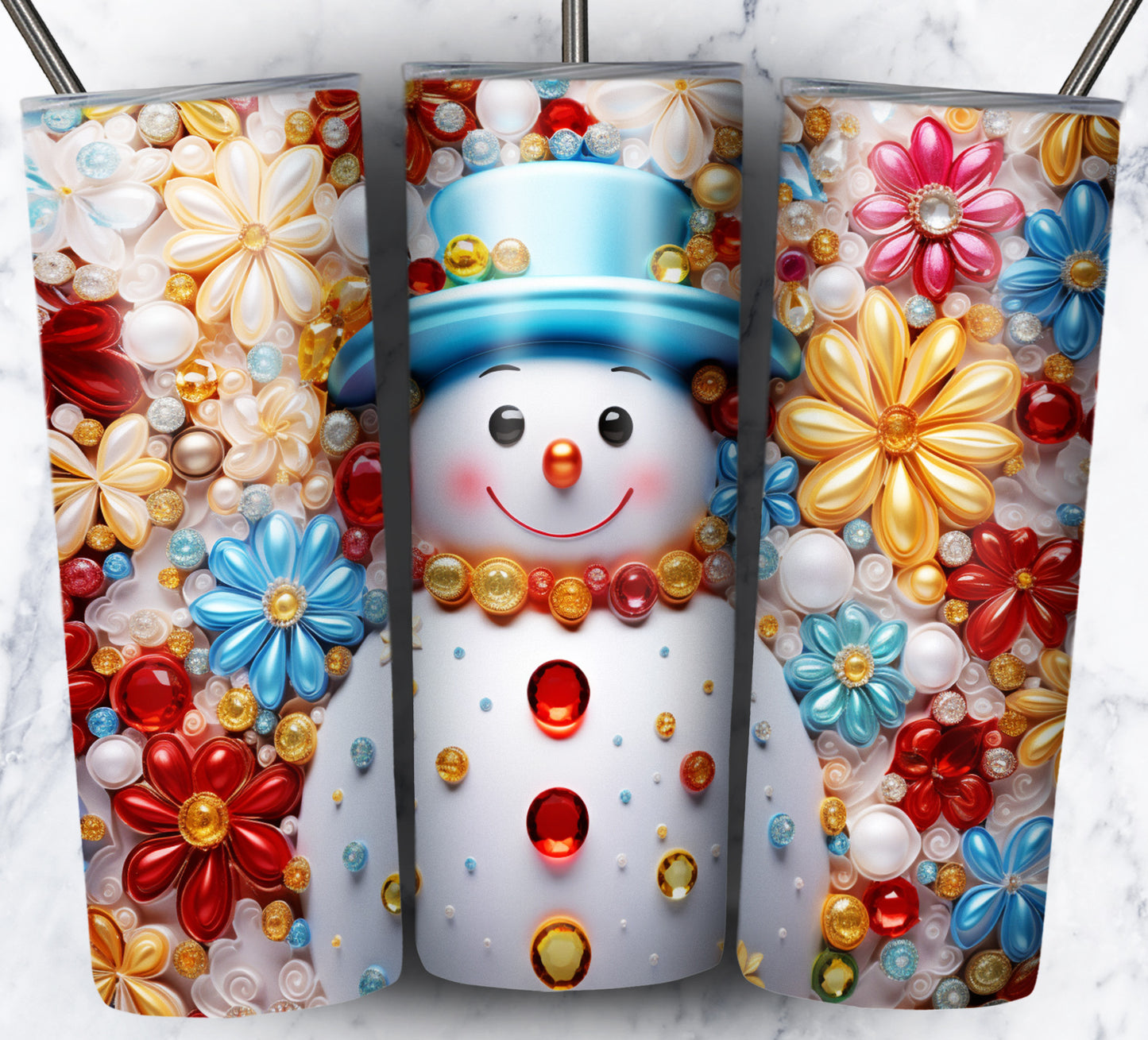 70 3D Christmas Snoman Sublimation 20oz Images Bundle