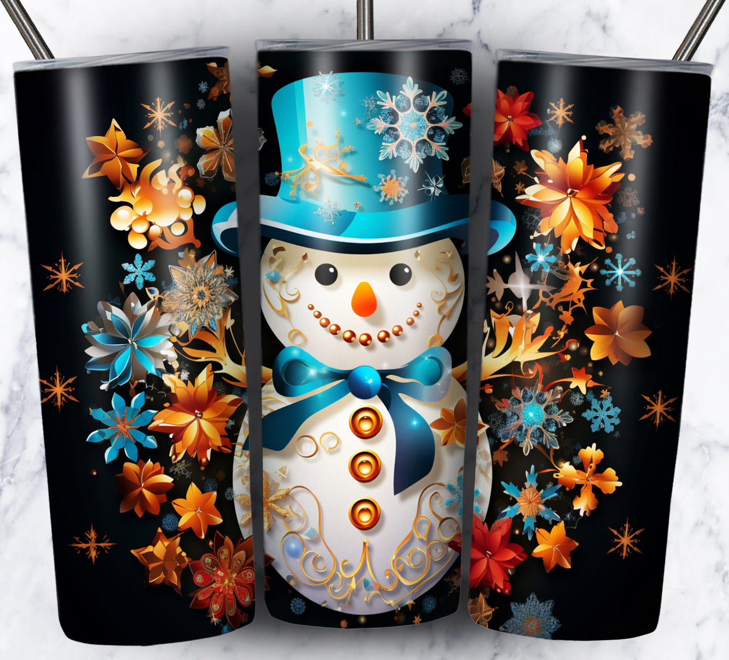 70 3D Christmas Snoman Sublimation 20oz Images Bundle