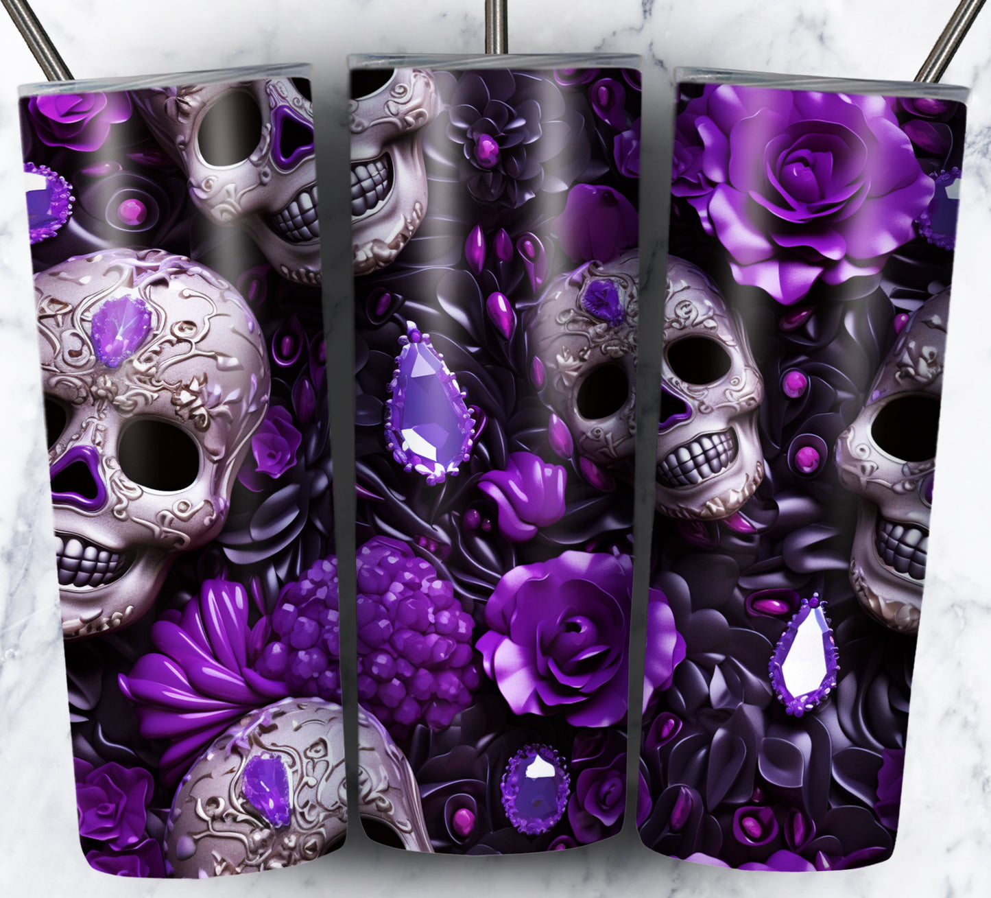 Skull Gems Sublimation 20oz Tumbler Images Bundle