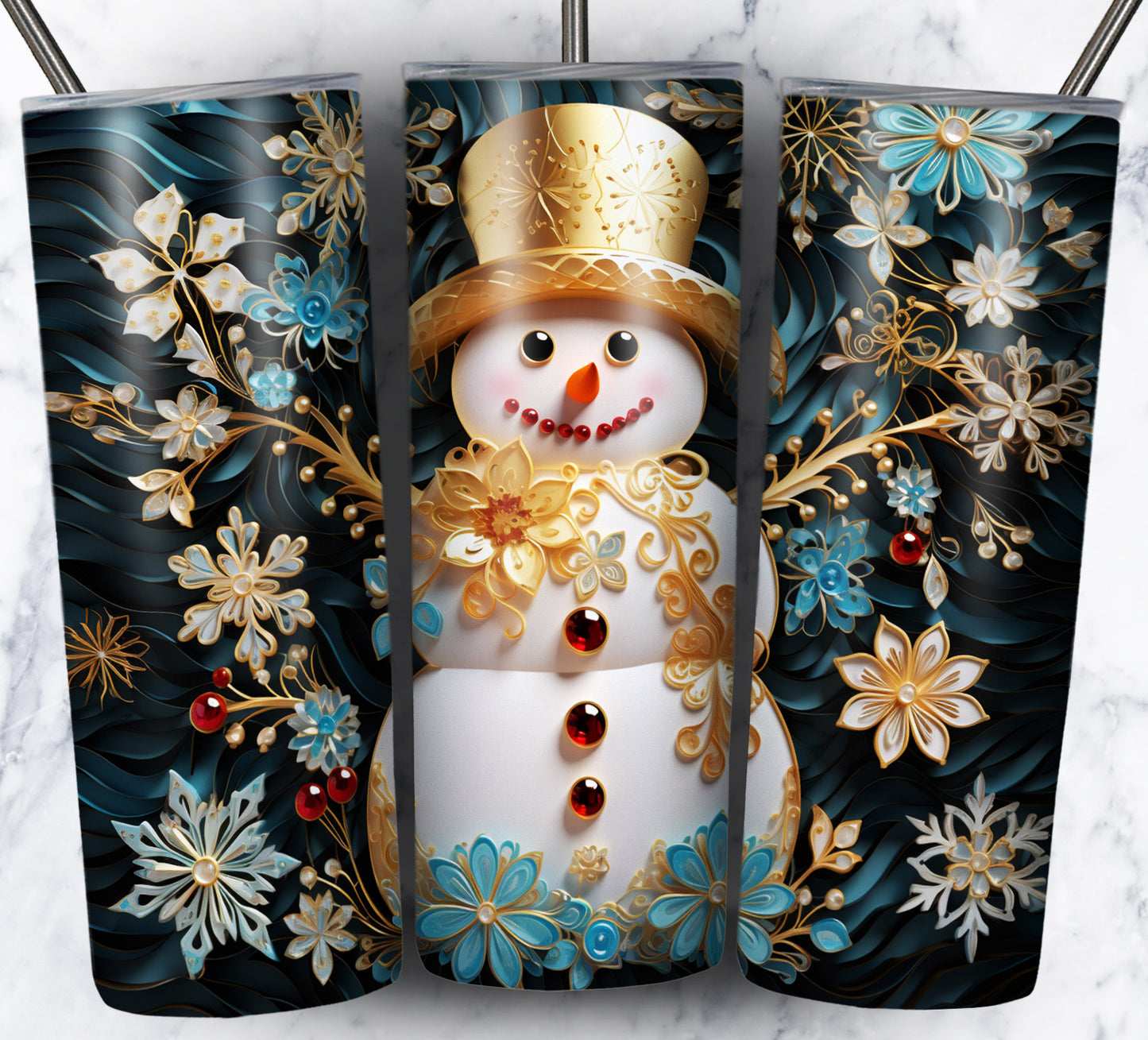 70 3D Christmas Snoman Sublimation 20oz Images Bundle