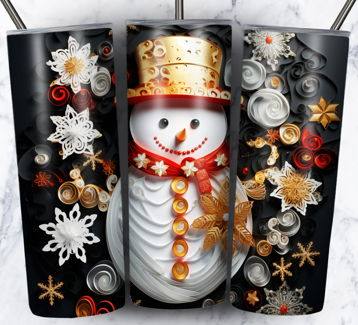 70 3D Christmas Snoman Sublimation 20oz Images Bundle