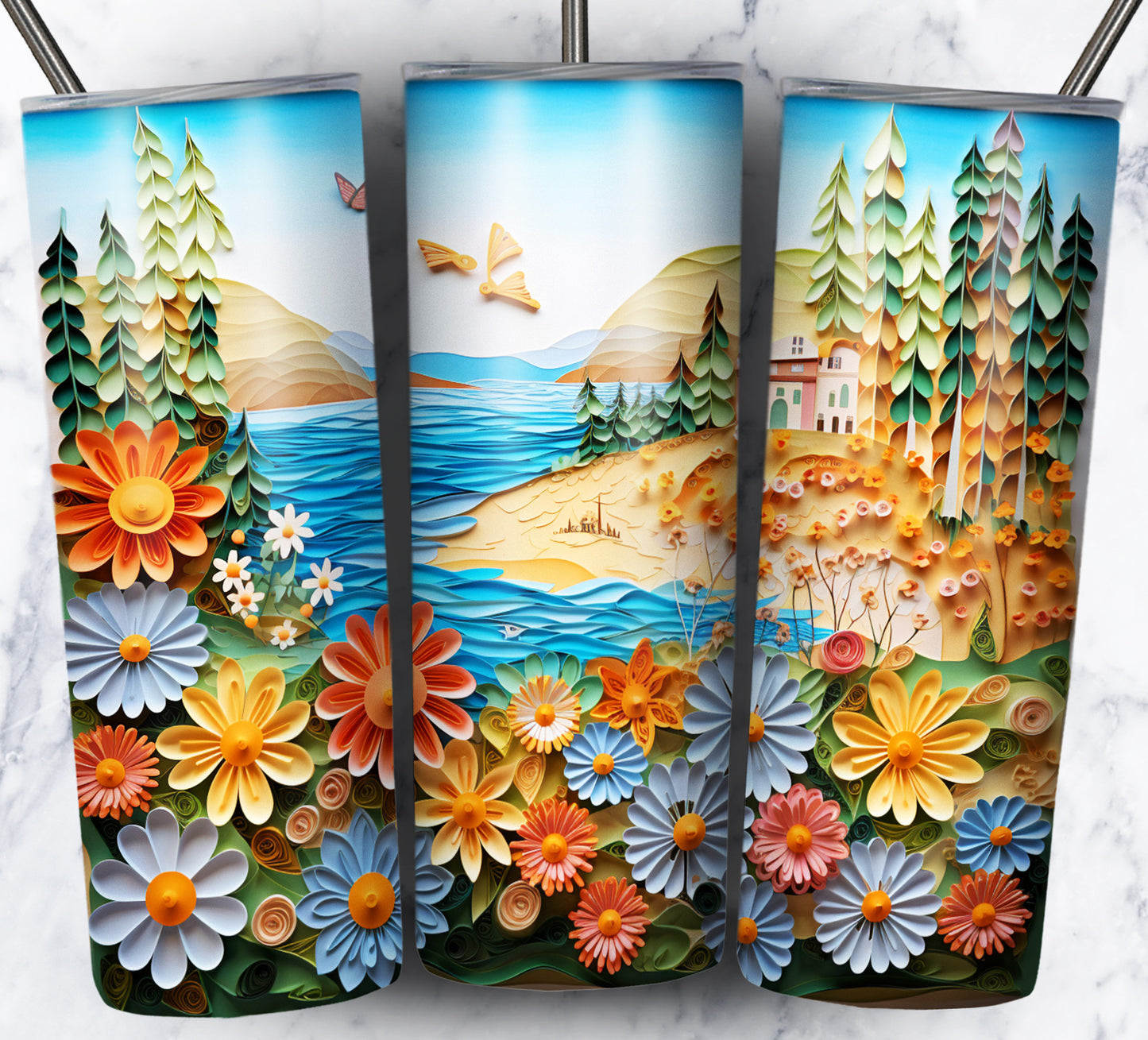 Paper Art Scenery Sublimation 20oz Tumbler Images Bundle