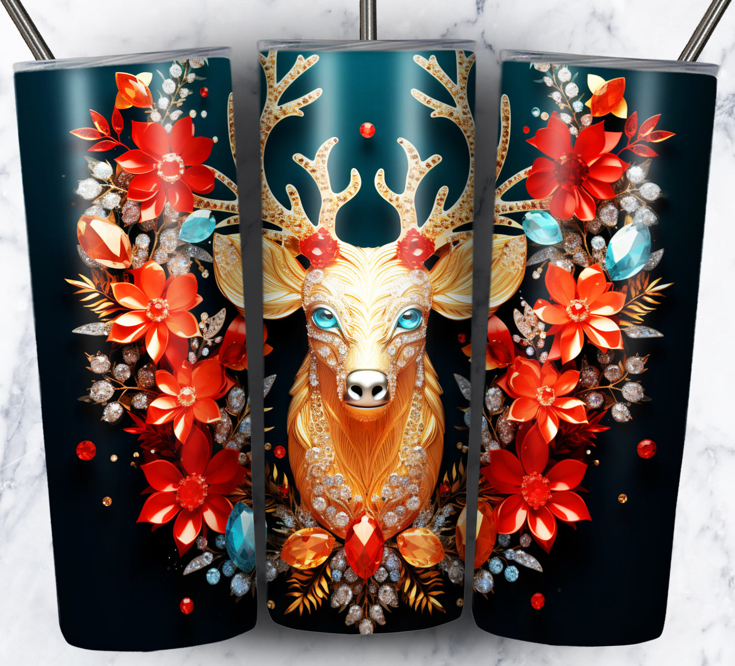 60+ 3D Christmas Floral Sublimation 20oz Images Bundle