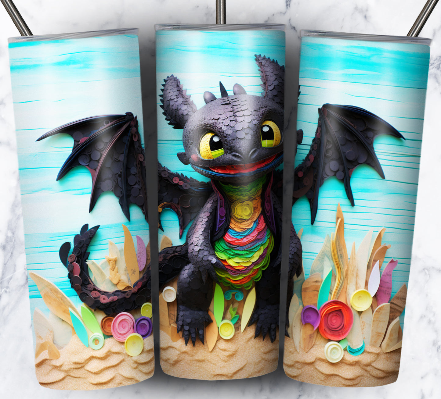 Cartoon Paper Beach Sublimation 20oz Tumbler Images Bundle