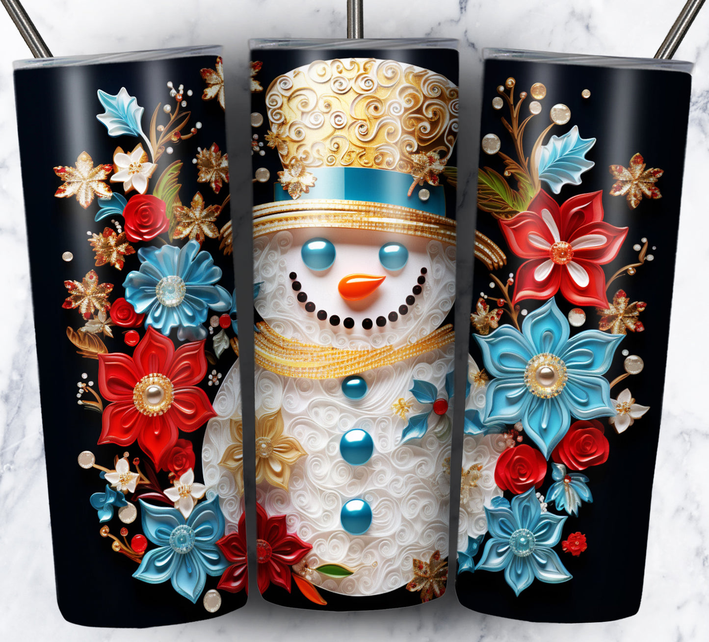 70 3D Christmas Snoman Sublimation 20oz Images Bundle