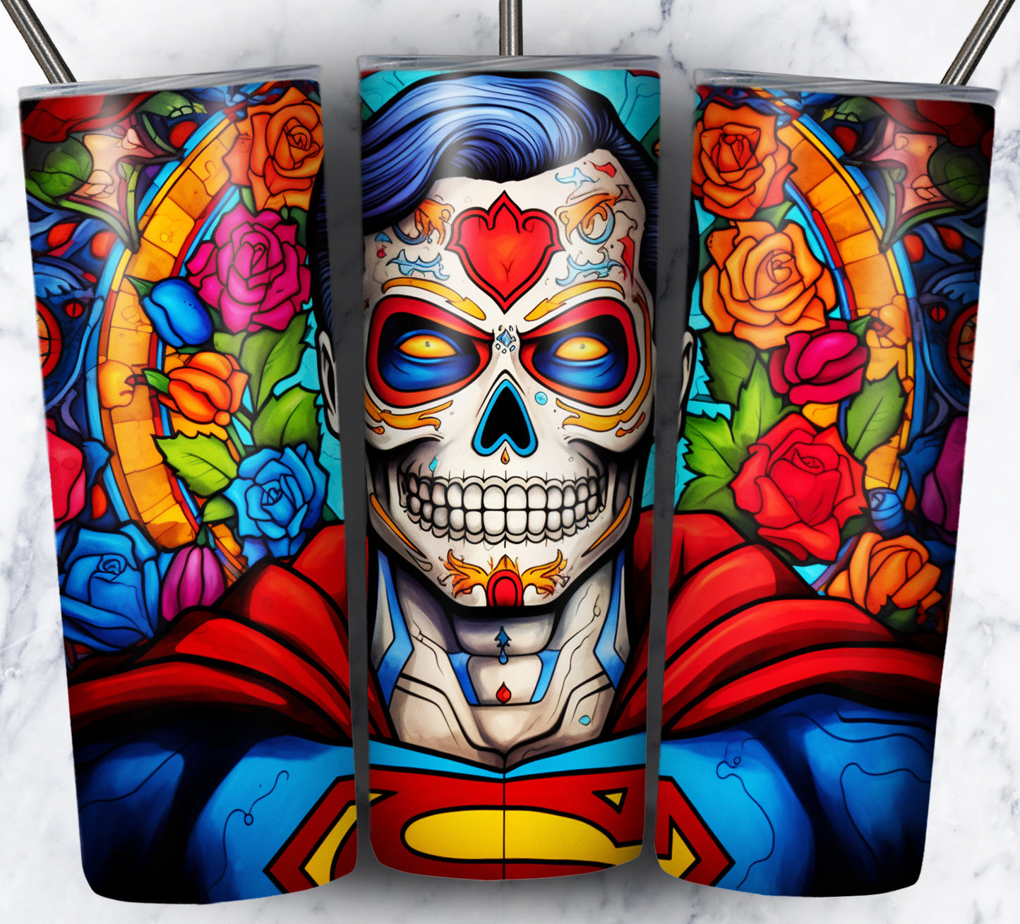 Superhero SugarSkull Sublimation 20oz Tumbler Images Bundle