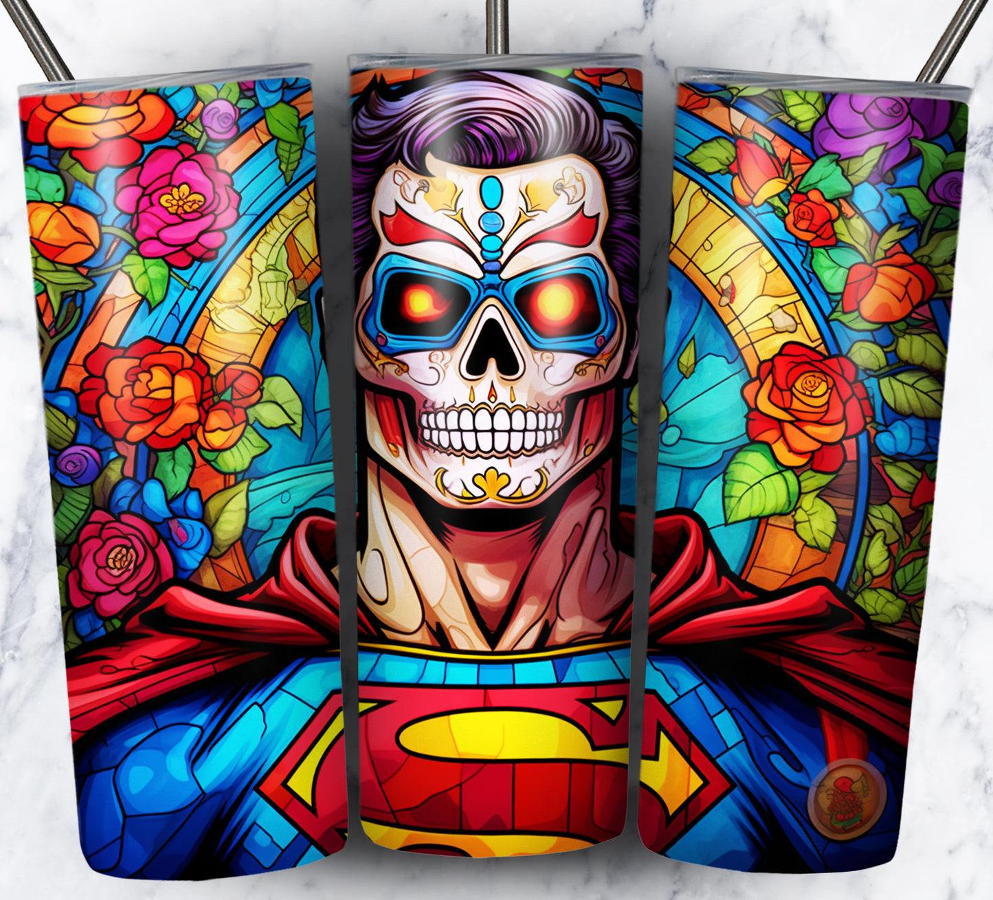 Superhero SugarSkull Sublimation 20oz Tumbler Images Bundle