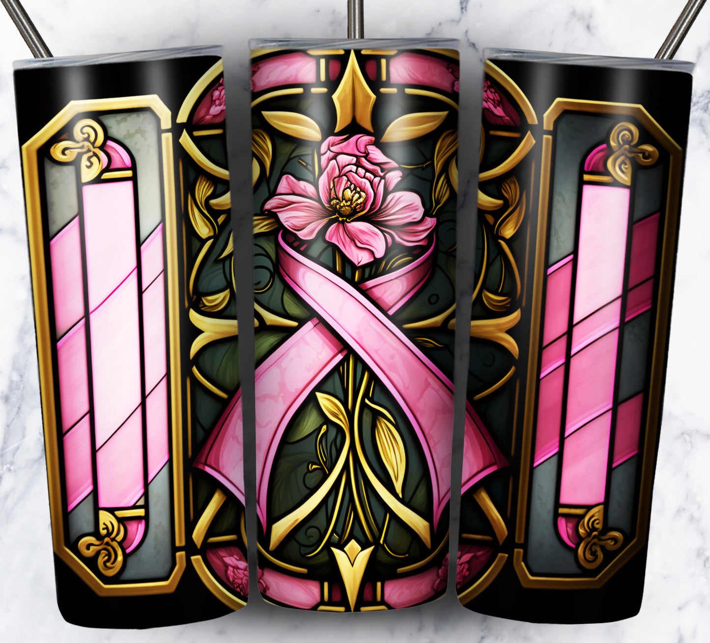 40+ Stain Glass Breast Cancer Sublimation 20oz Images Bundle