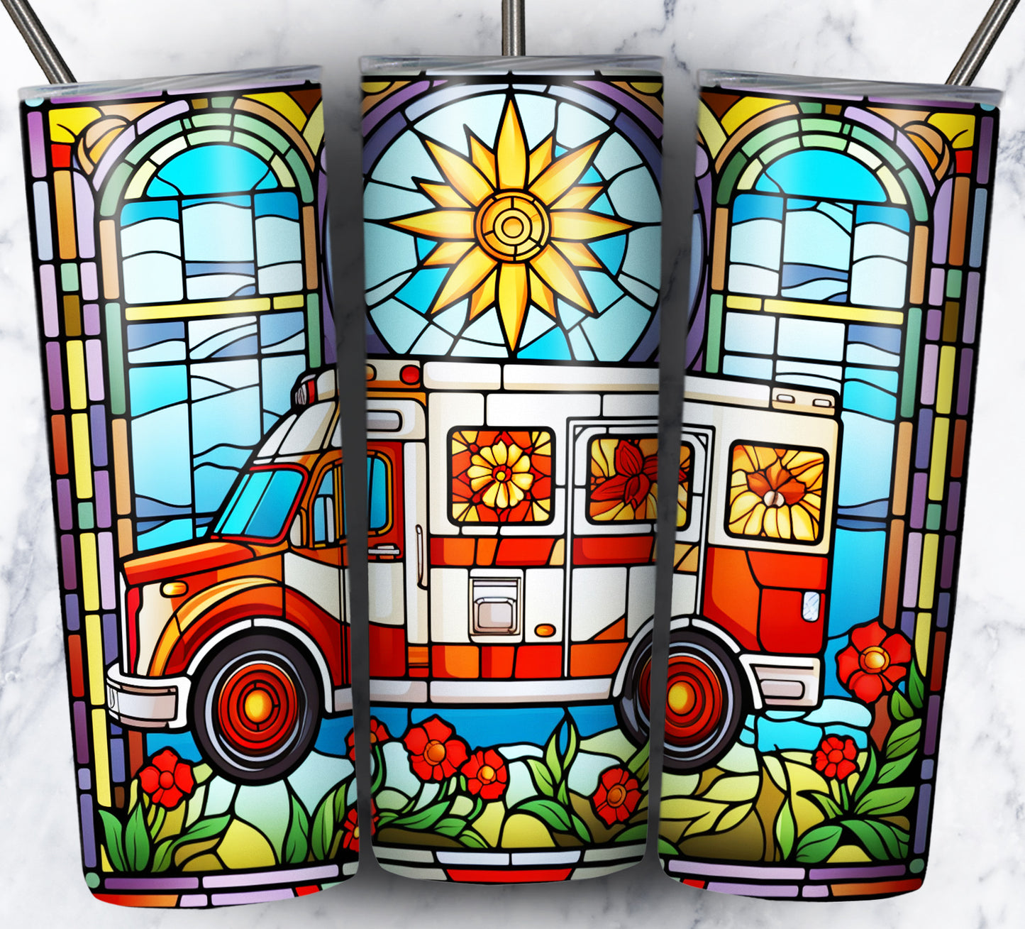 40+ Stain Glass Work Vehicles Sublimation 20oz Images Bundle