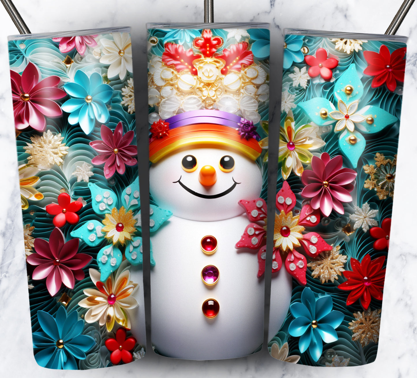 60+ 3D Christmas Floral Sublimation 20oz Images Bundle