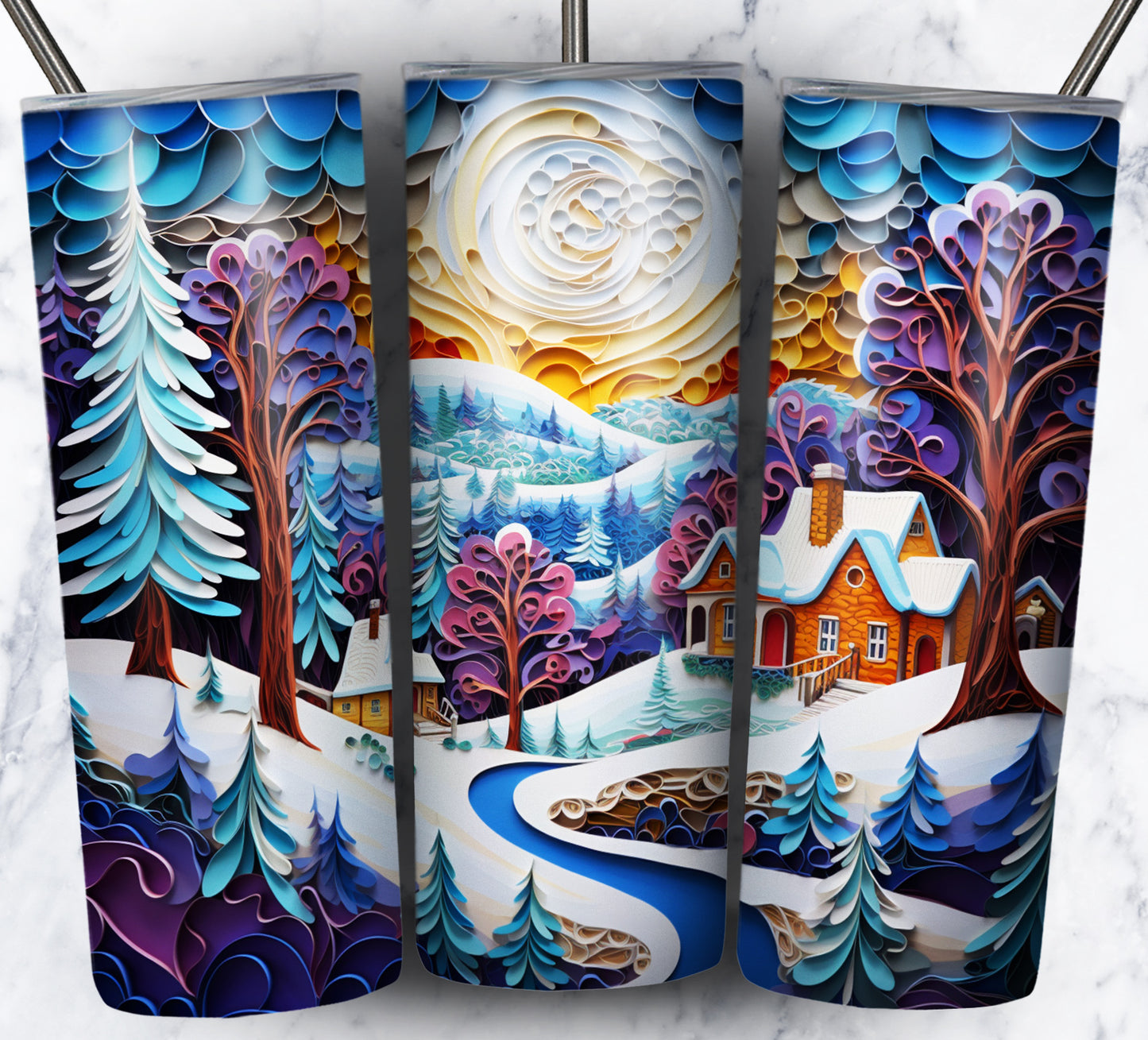 Paper Art Scenery Sublimation 20oz Tumbler Images Bundle