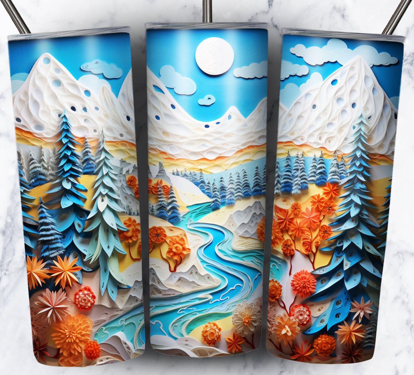 Paper Art Scenery Sublimation 20oz Tumbler Images Bundle