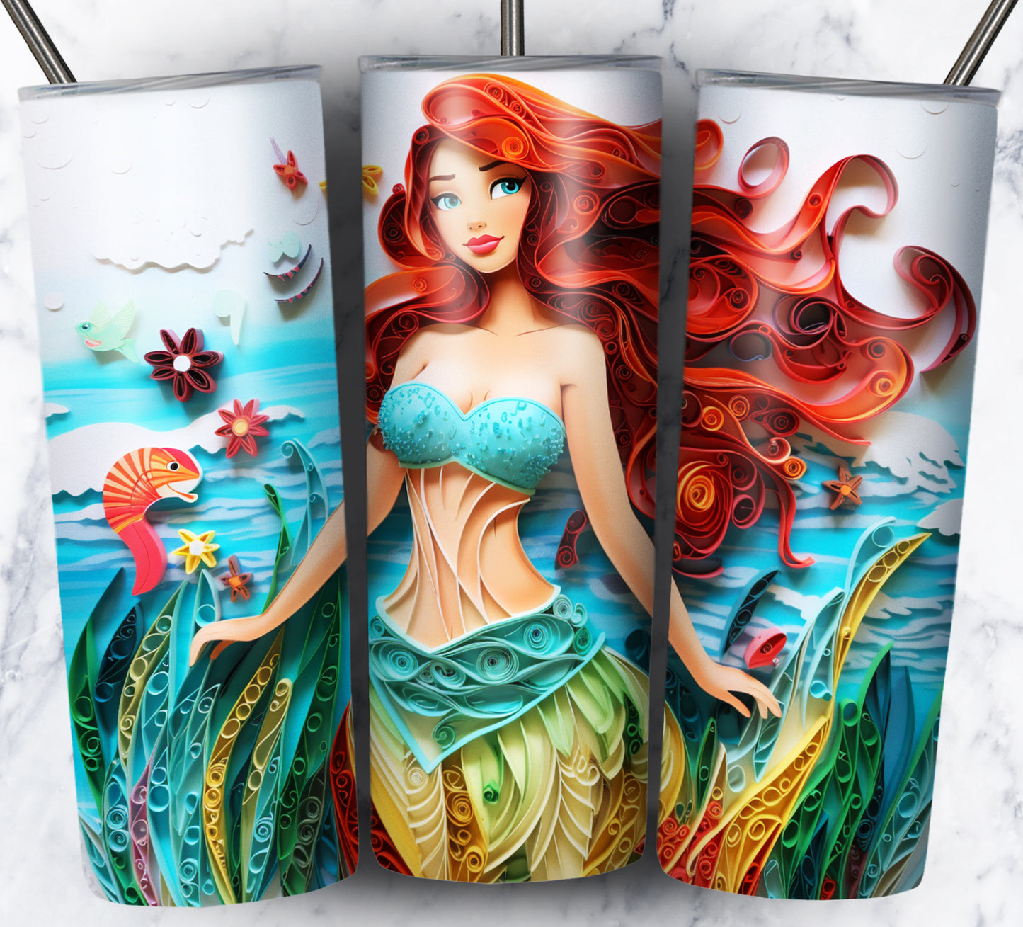 Cartoon Paper Beach Sublimation 20oz Tumbler Images Bundle