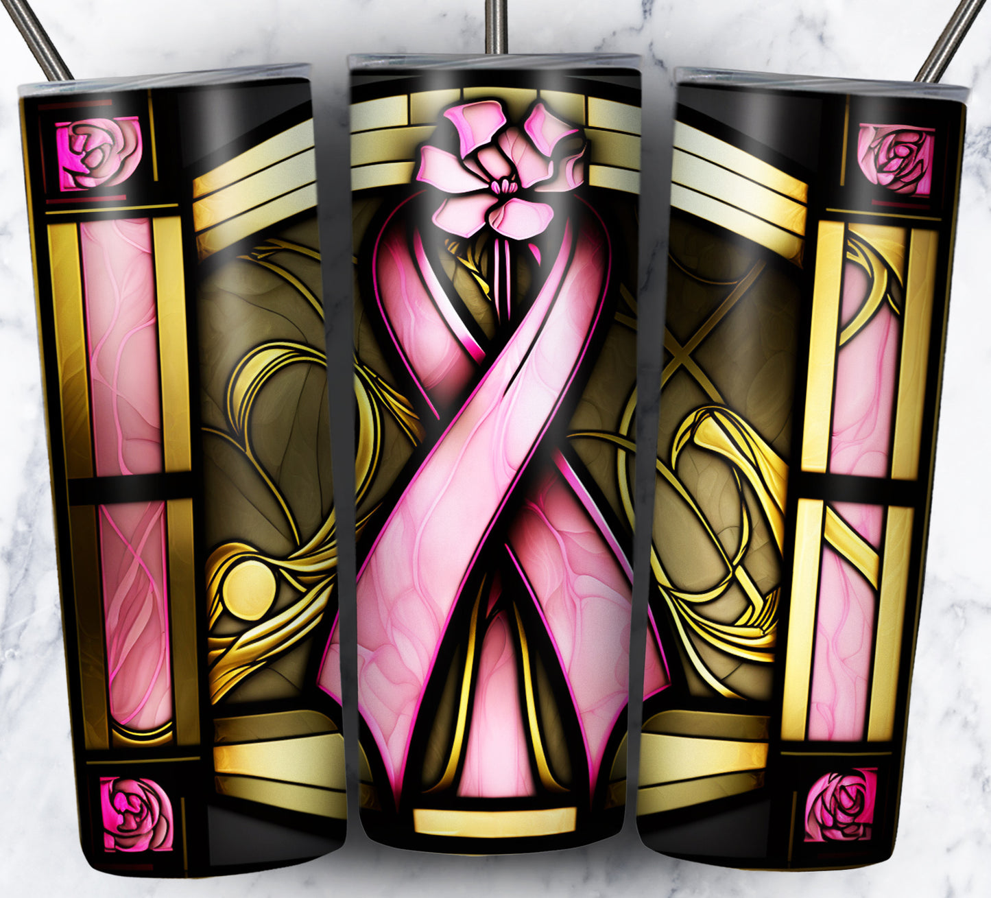 40+ Stain Glass Breast Cancer Sublimation 20oz Images Bundle