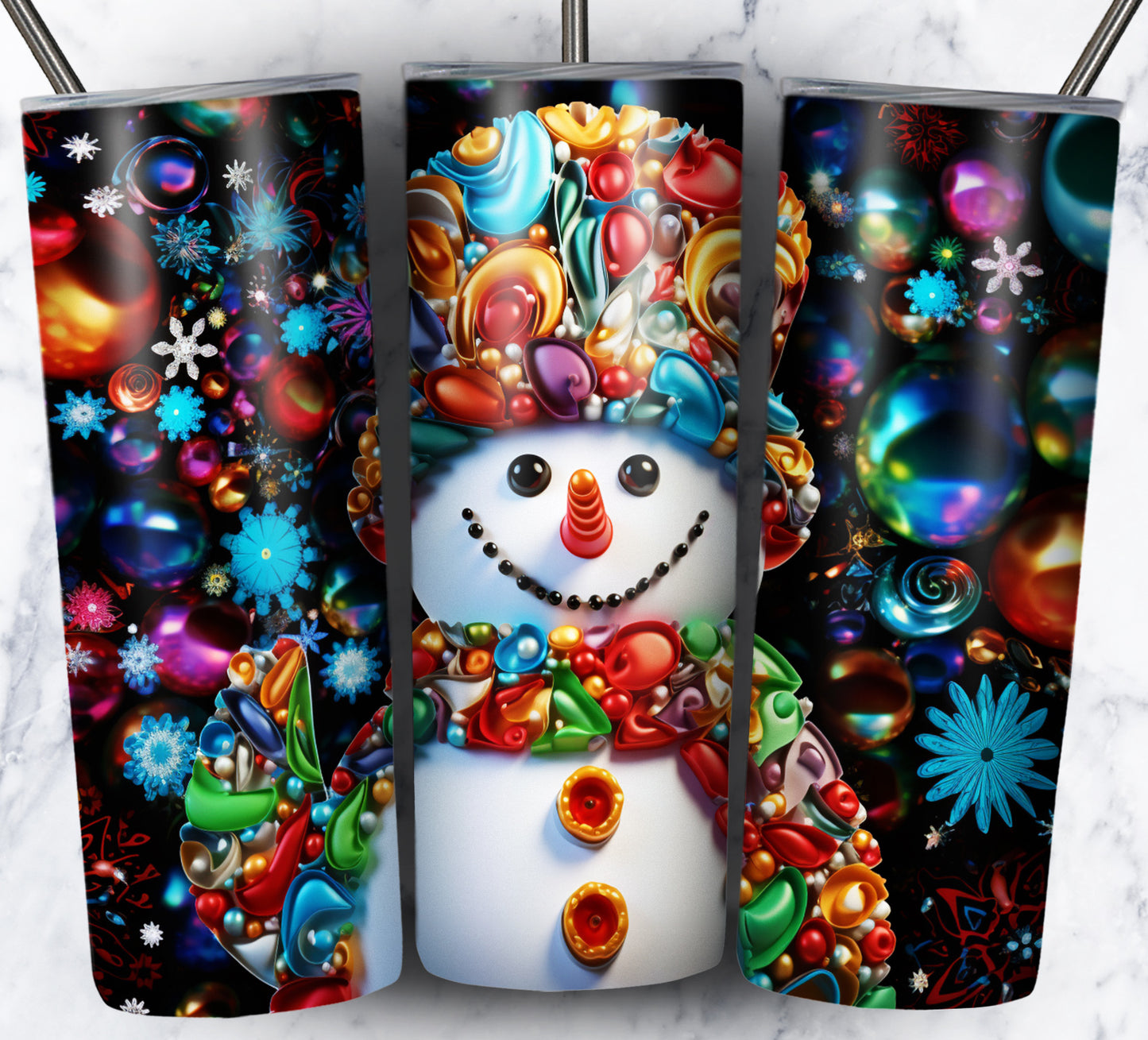 70 3D Christmas Snoman Sublimation 20oz Images Bundle