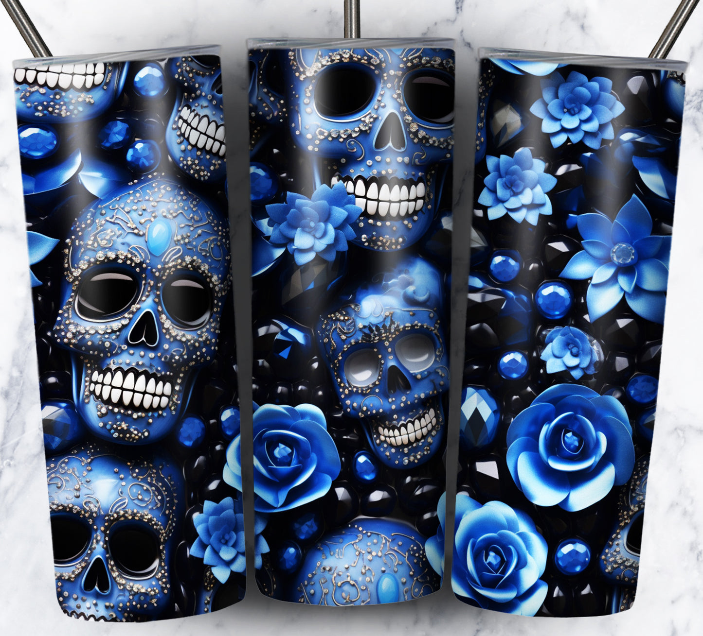 Skull Gems Sublimation 20oz Tumbler Images Bundle