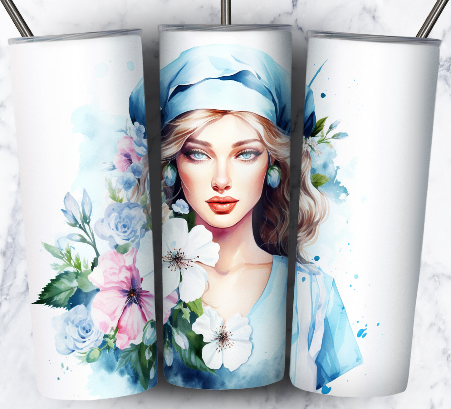 Nurse Floral Sublimation 20oz Tumbler Images Bundle