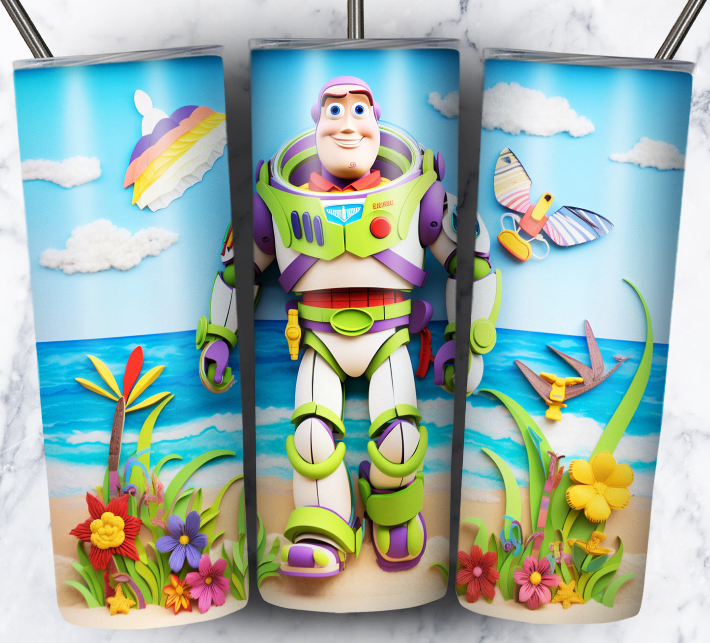 Cartoon Paper Beach Sublimation 20oz Tumbler Images Bundle