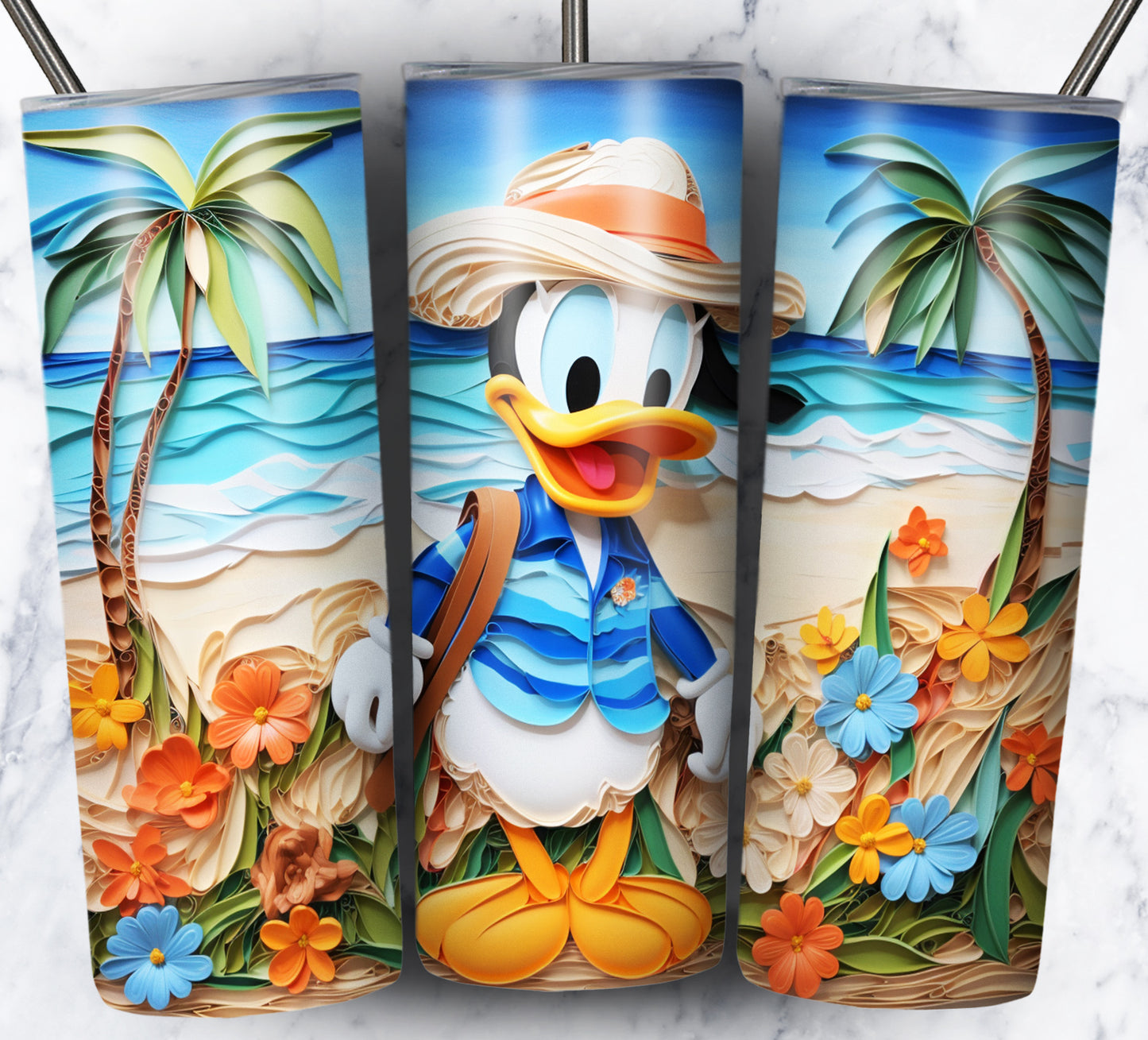 Cartoon Paper Beach Sublimation 20oz Tumbler Images Bundle