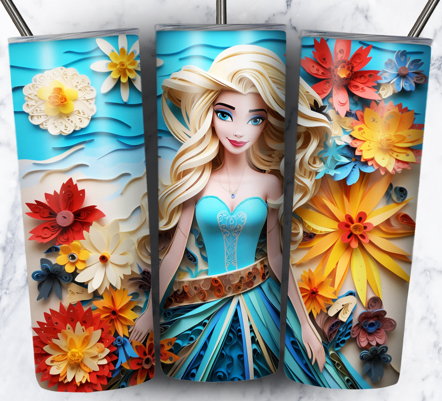 Cartoon Paper Beach Sublimation 20oz Tumbler Images Bundle