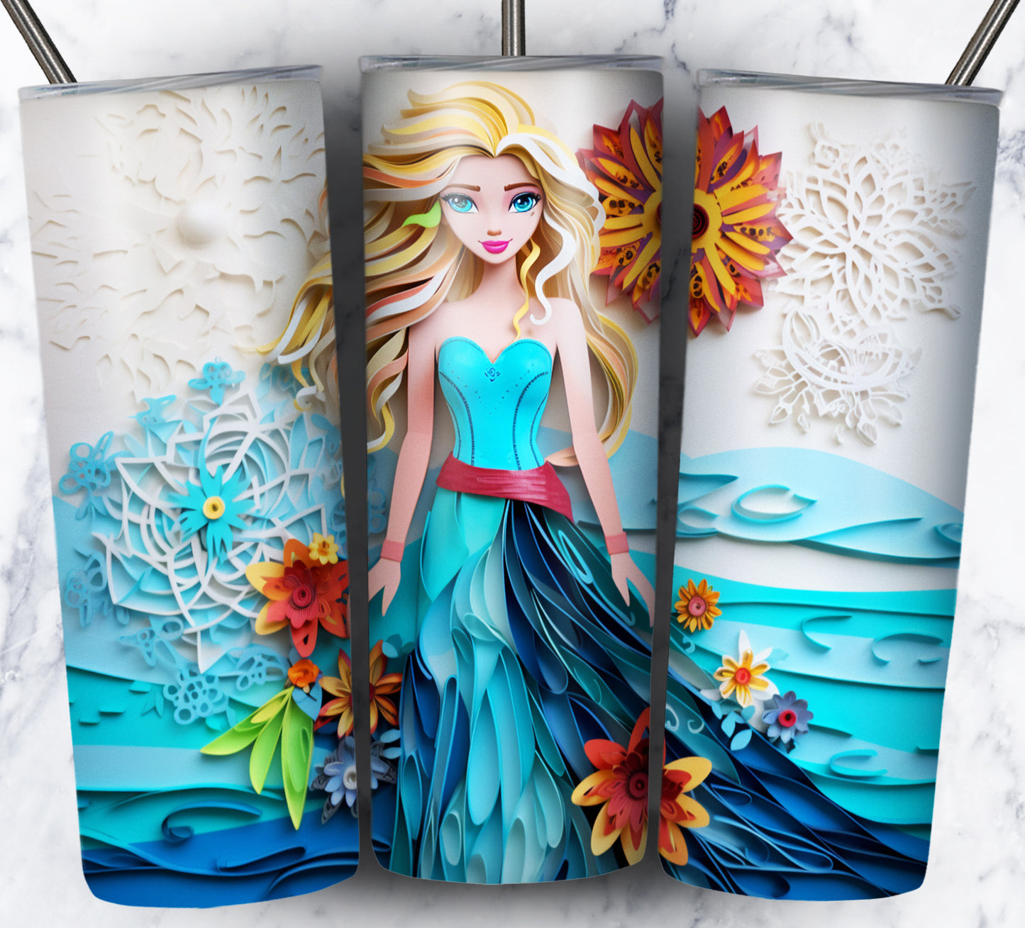 Cartoon Paper Beach Sublimation 20oz Tumbler Images Bundle