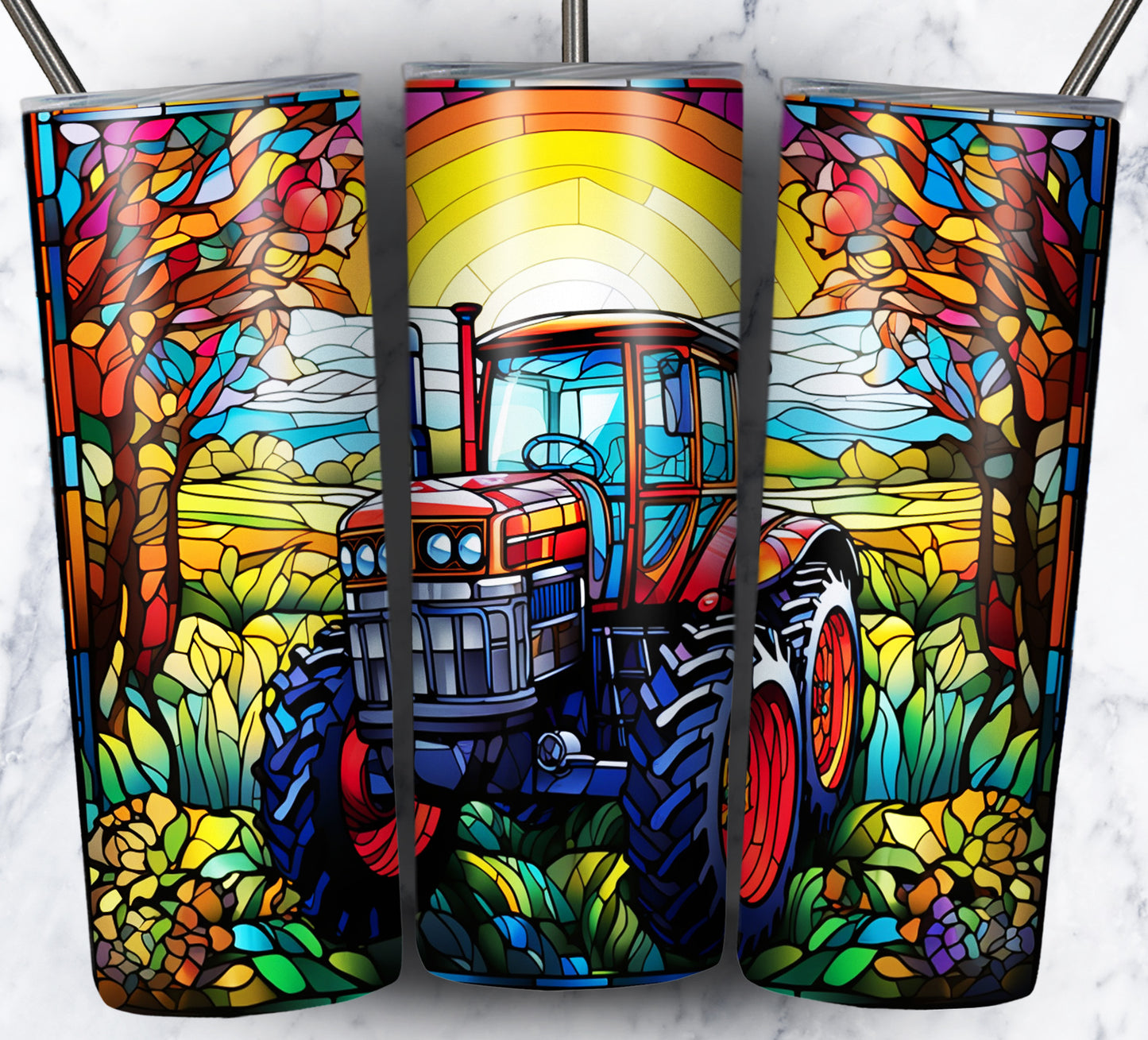 40+ Stain Glass Work Vehicles Sublimation 20oz Images Bundle