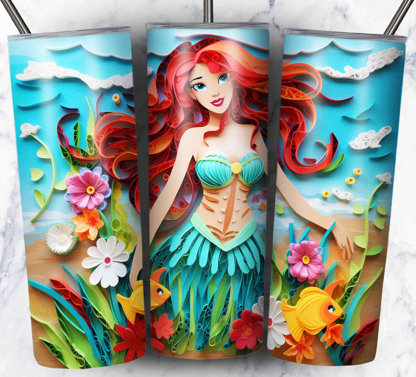 Cartoon Paper Beach Sublimation 20oz Tumbler Images Bundle