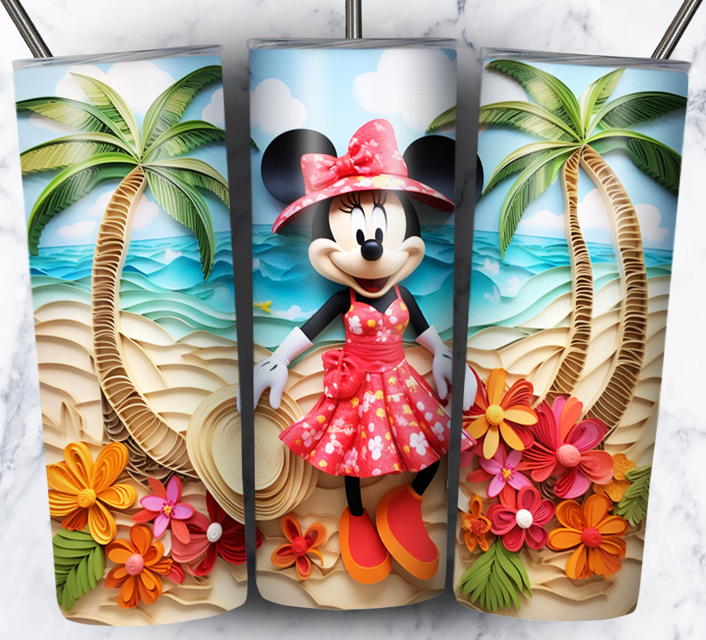 Cartoon Paper Beach Sublimation 20oz Tumbler Images Bundle