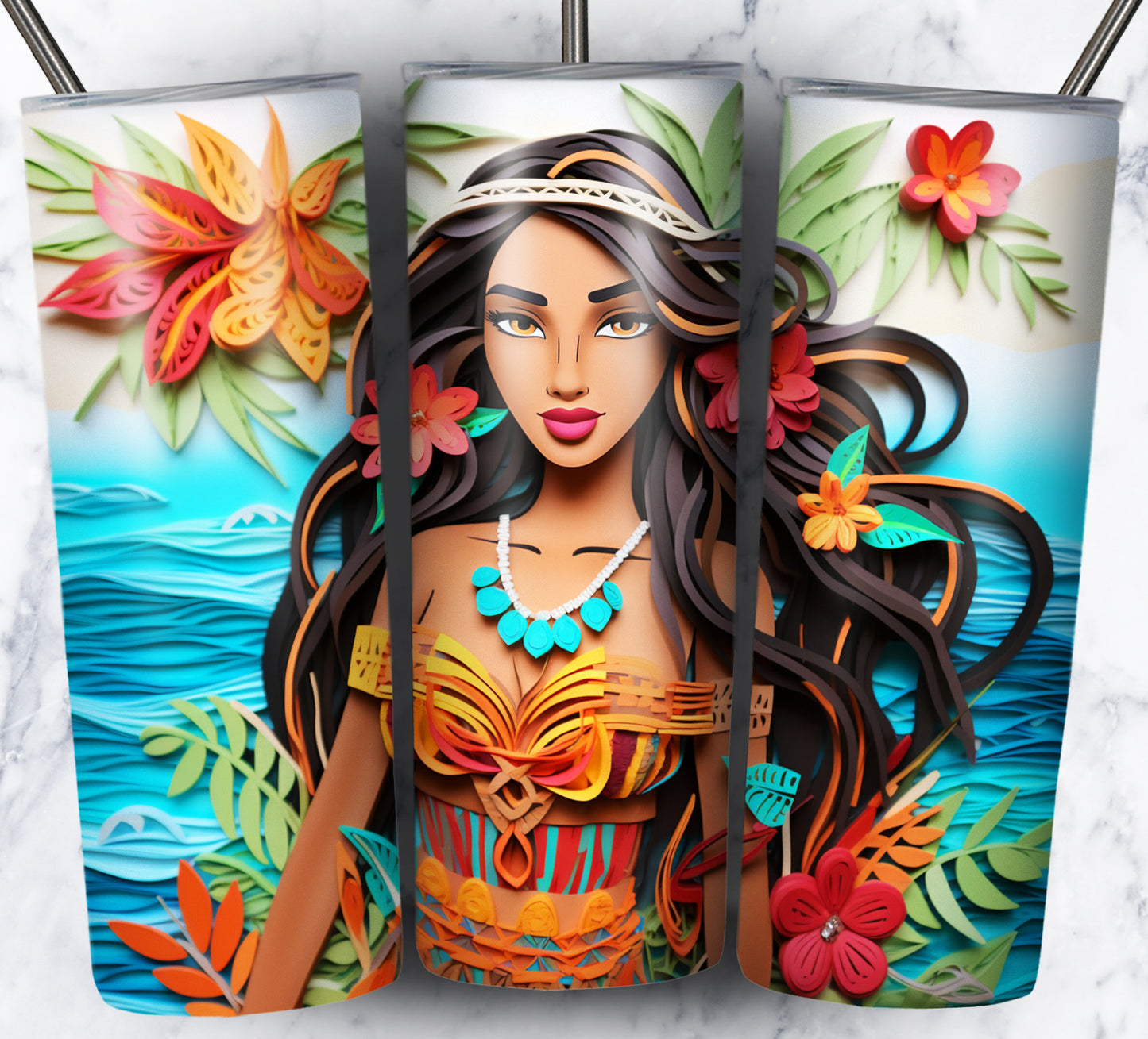 Cartoon Paper Beach Sublimation 20oz Tumbler Images Bundle