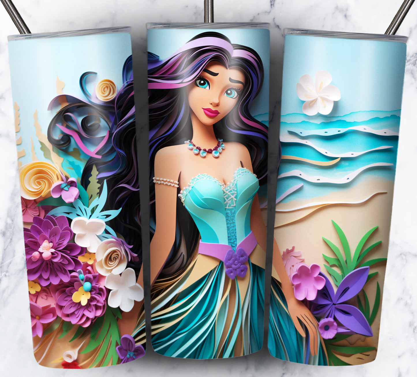 Cartoon Paper Beach Sublimation 20oz Tumbler Images Bundle