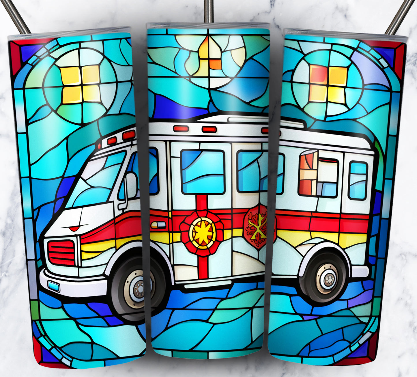 40+ Stain Glass Work Vehicles Sublimation 20oz Images Bundle