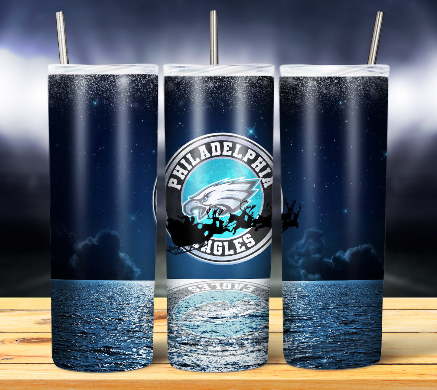 Santa Moon Football 20oz Sublimation Tumbler Image