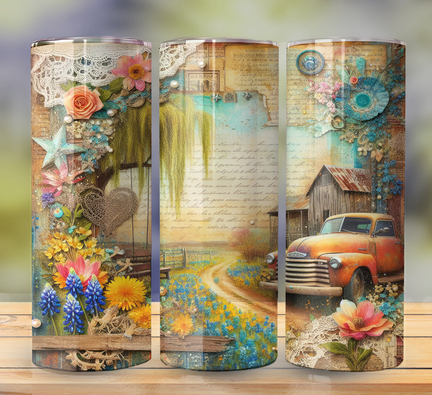 Rustic Letter 20oz Sublimation Tumbler Image Bundle