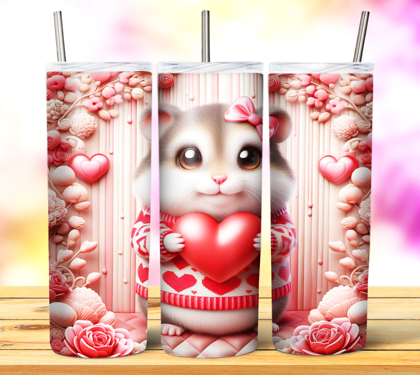 Cute Valentine Animals Sublimation 20oz Tumbler Images Bundle