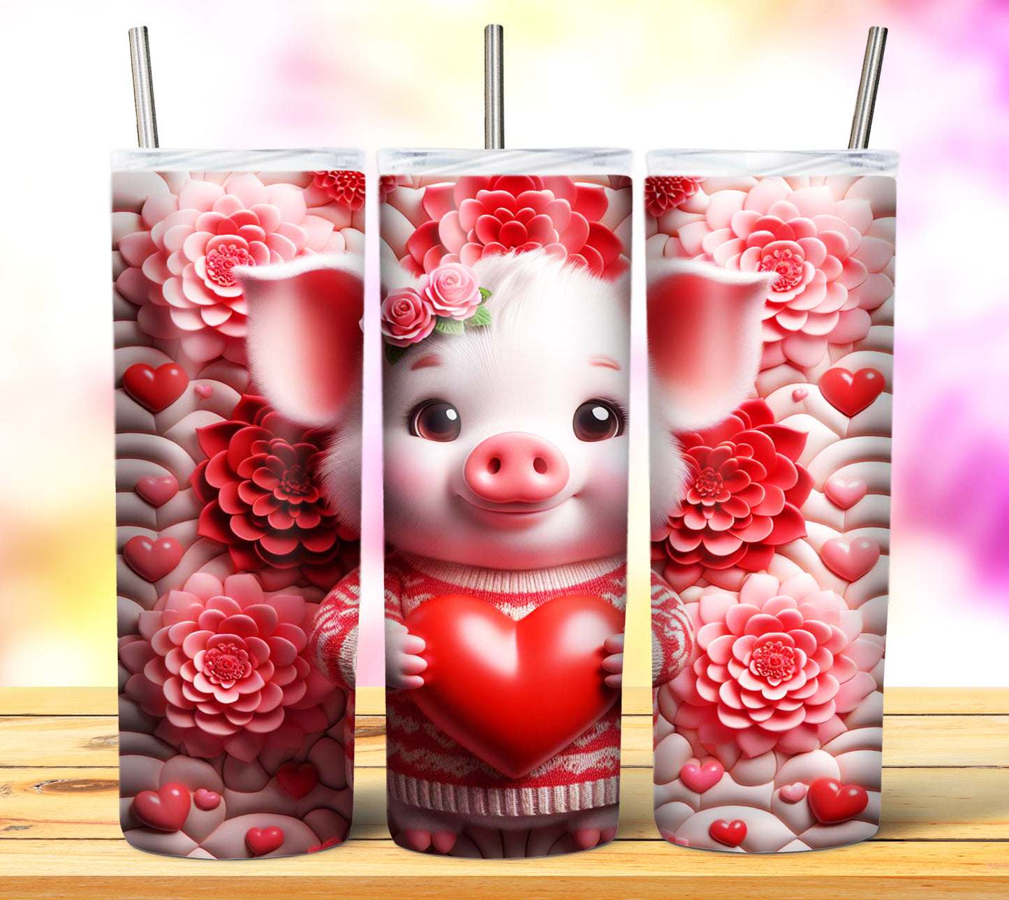 Cute Valentine Animals Sublimation 20oz Tumbler Images Bundle