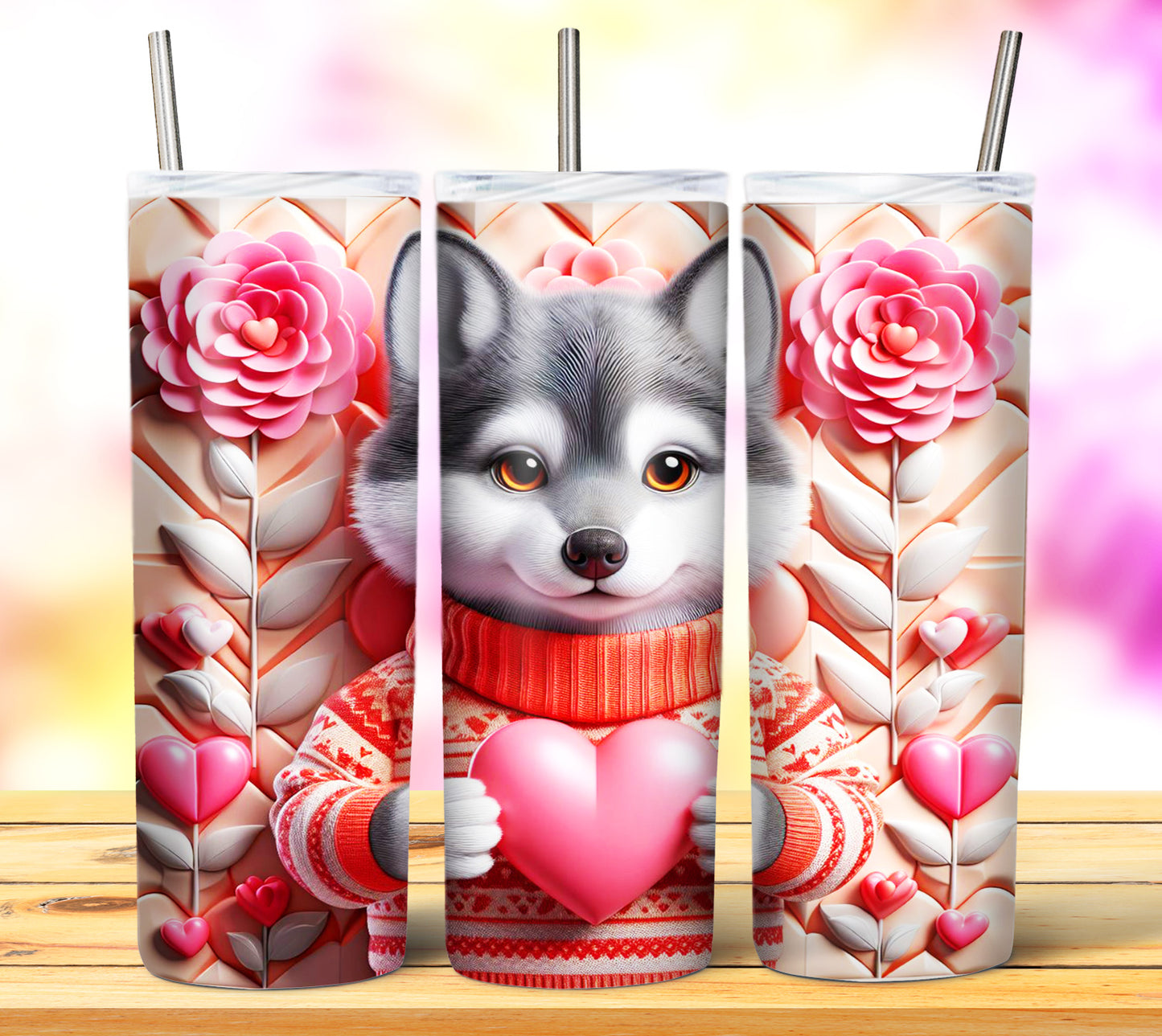 Cute Valentine Animals Sublimation 20oz Tumbler Images Bundle