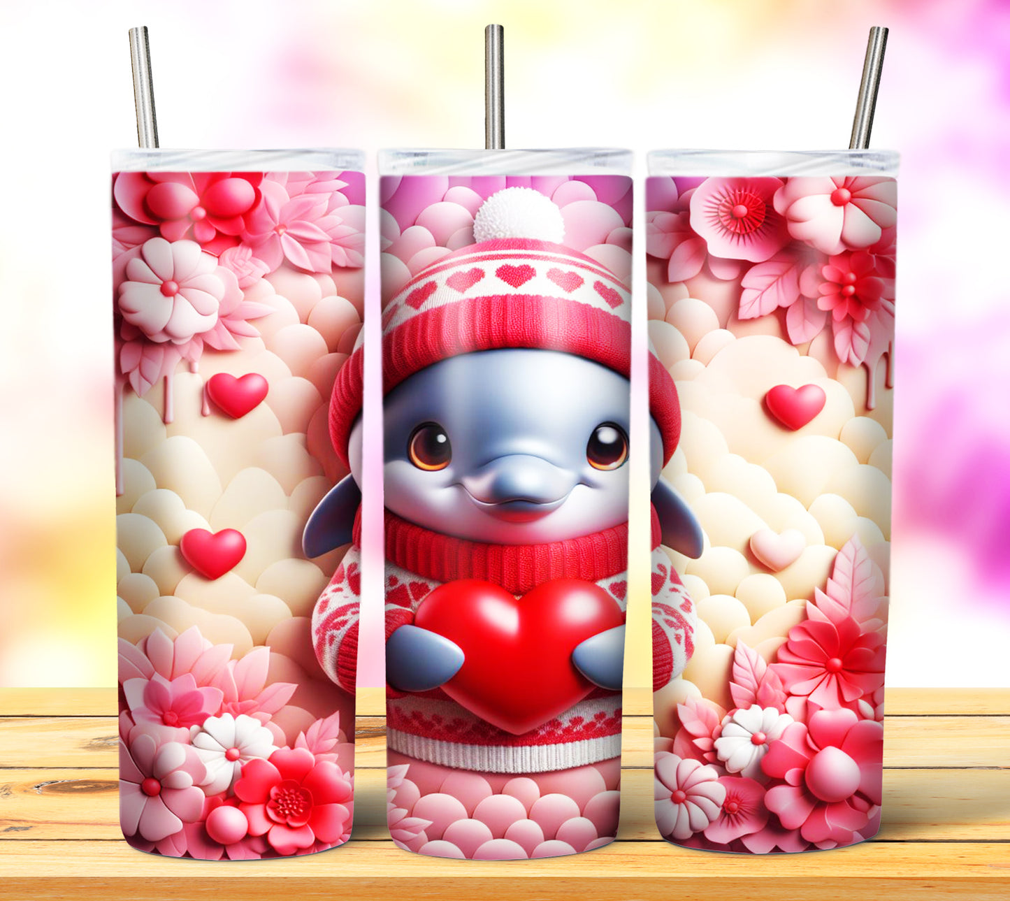 Cute Valentine Animals Sublimation 20oz Tumbler Images Bundle