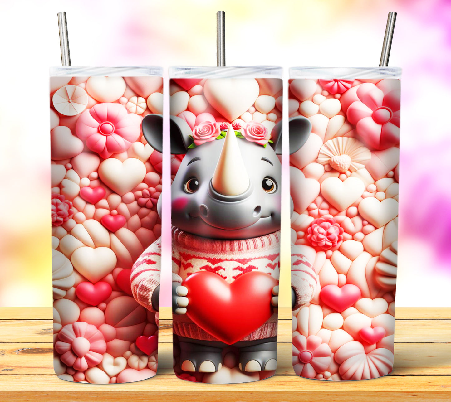 Cute Valentine Animals Sublimation 20oz Tumbler Images Bundle