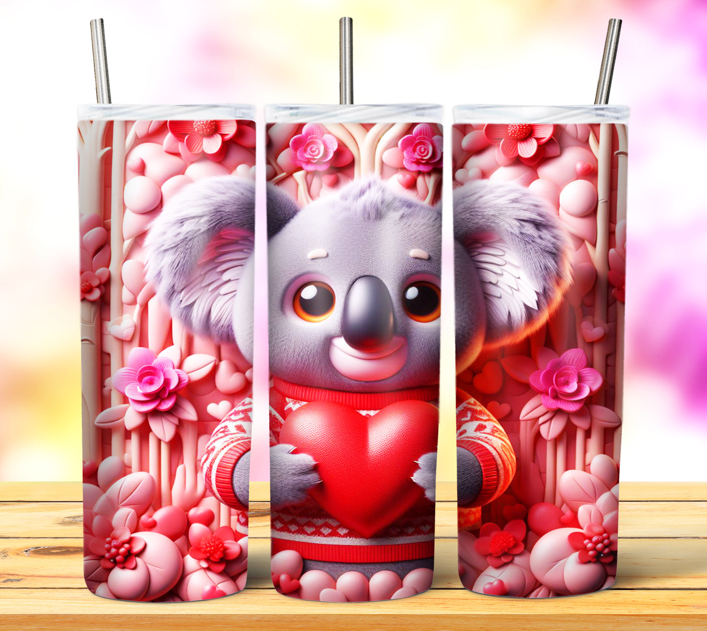 Cute Valentine Animals Sublimation 20oz Tumbler Images Bundle