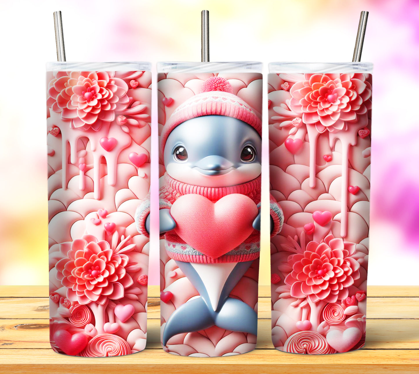 Cute Valentine Animals Sublimation 20oz Tumbler Images Bundle