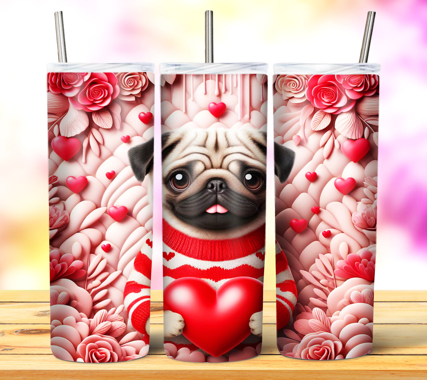 Cute Valentine Animals Sublimation 20oz Tumbler Images Bundle