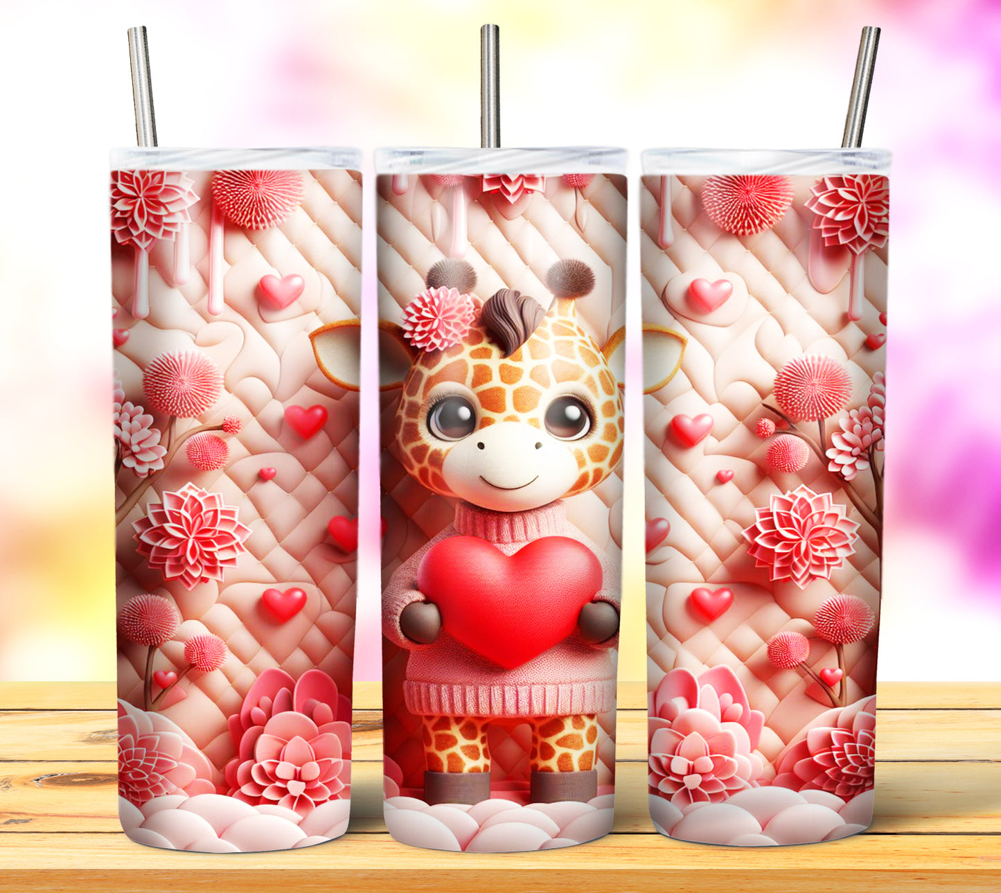 Cute Valentine Animals Sublimation 20oz Tumbler Images Bundle