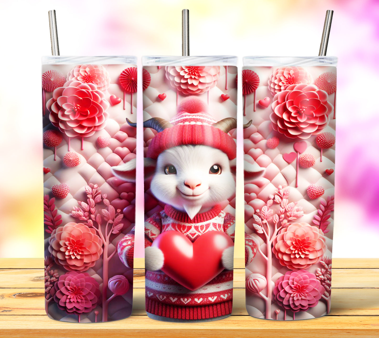 Cute Valentine Animals Sublimation 20oz Tumbler Images Bundle