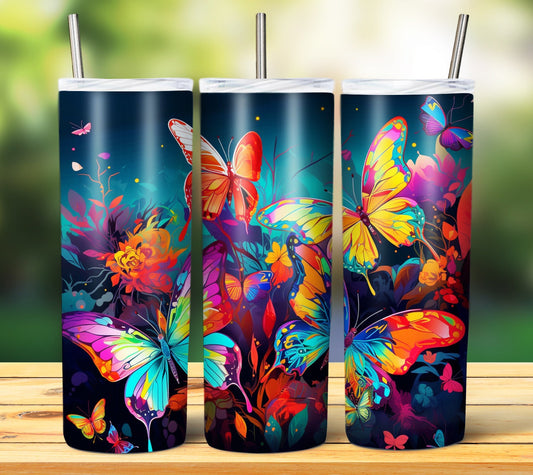 COLORFUL BUTTERFLY TUMBLER 20oz Sublimation Image