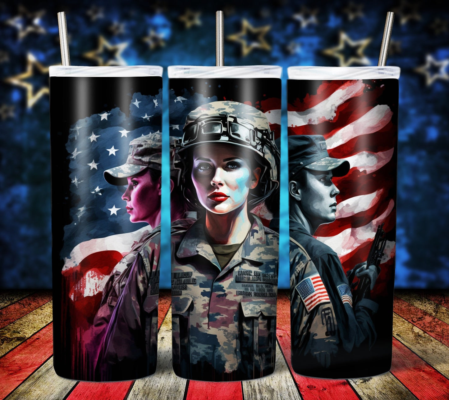 Patriotic Female 20oz Sublimation Tumbler Images Bundle