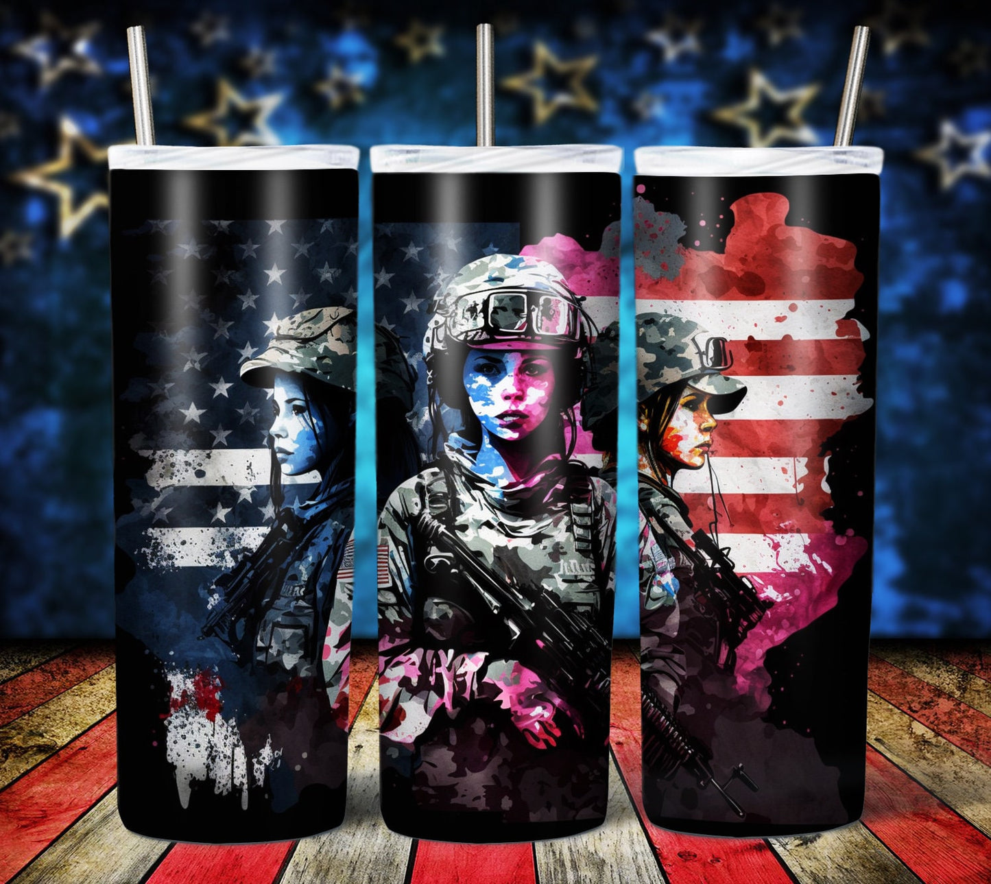 Patriotic Female 20oz Sublimation Tumbler Images Bundle