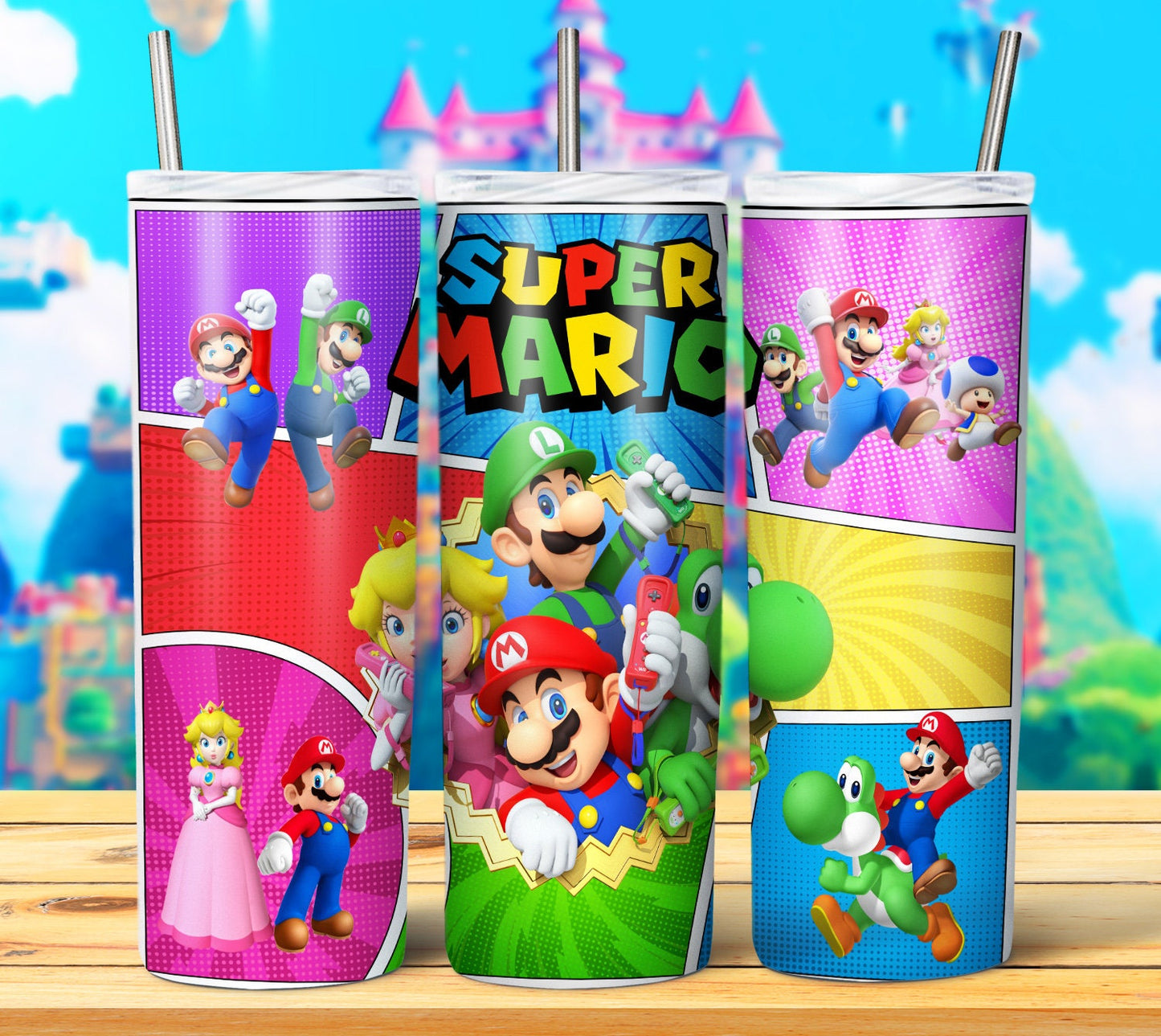 20 Mario Sublimation Tumbler Images Bundle 20 oz & Kid